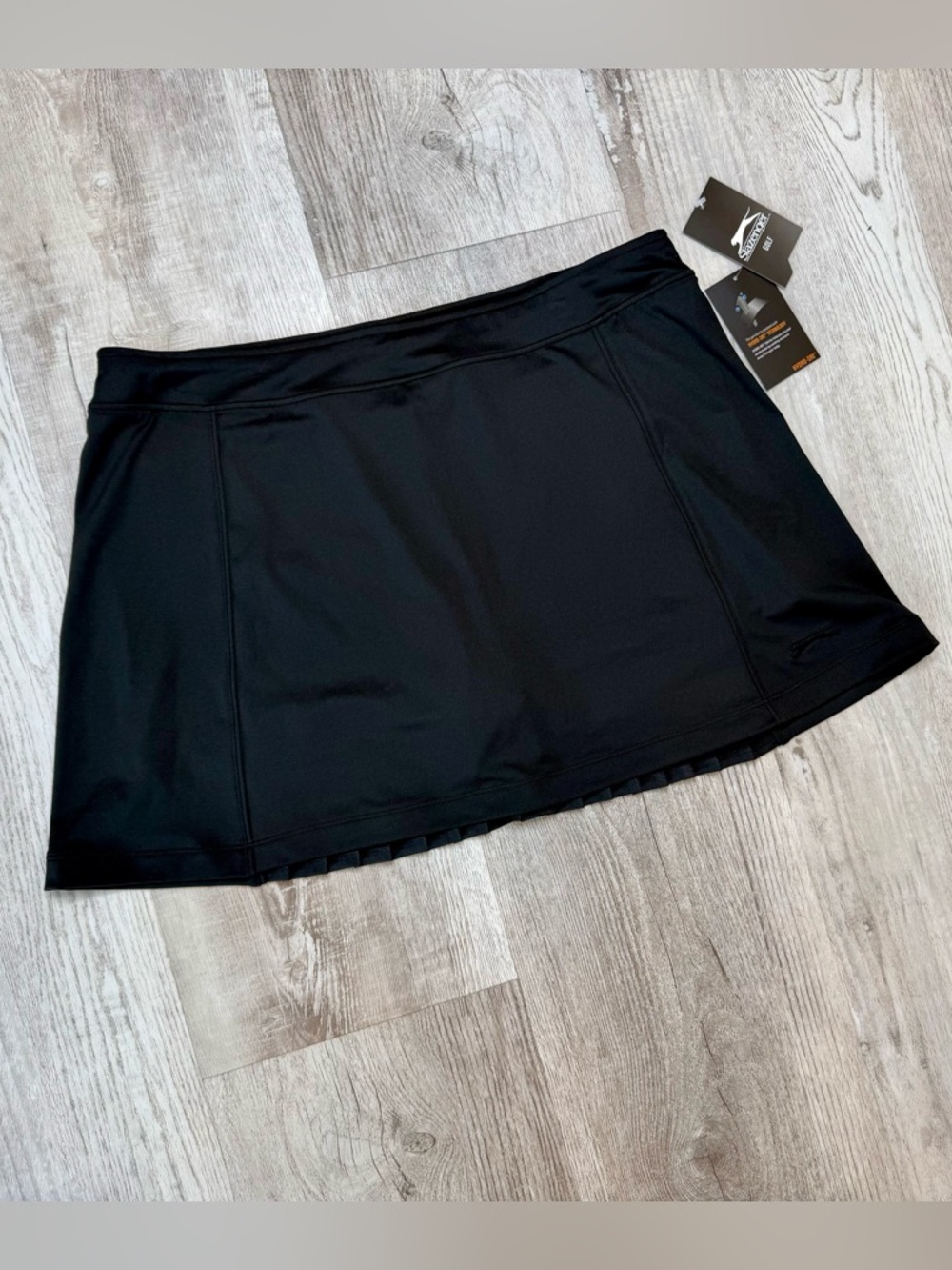 Slazenger Pleated Tech Knit Golf Skort Black Hydro Dry Fabric Womens Size L NWT